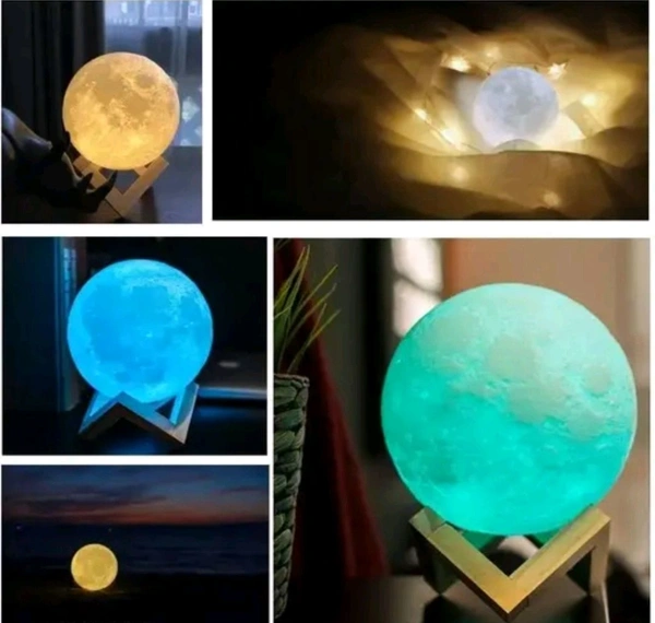 3D 7 Color Changing Moon Night Rechargeable Lamp With Stand Night Lamp