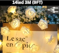 14 Led White Big rose String LED Fairy Lights for Home and Outdoor (3 m, Warm White)