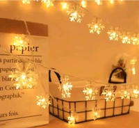 Double Flower Snowflake Design 3.3 Meter Warm White 14 LED String Lights for Diwali, Christmas