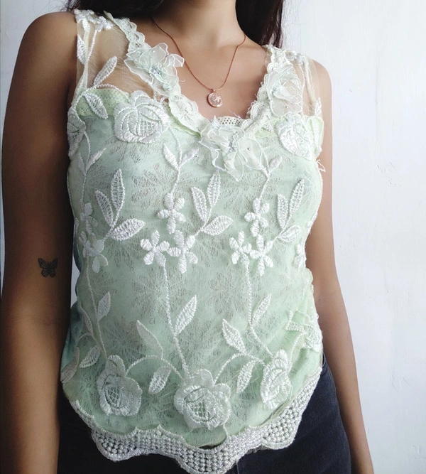 Green Fairy Top - S, Pastel Green