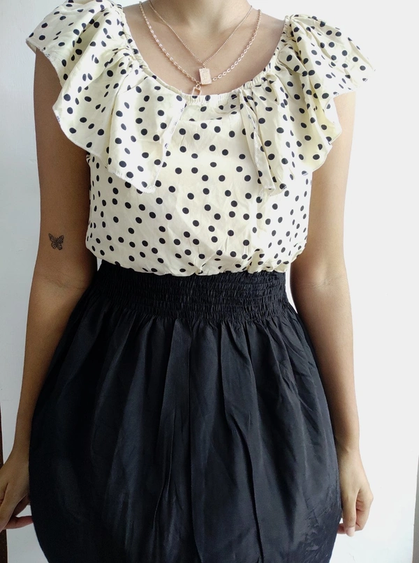 Polka Dot Dress - Beige/Black, Xs