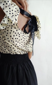 Polka Dot Dress - Beige/Black, Xs