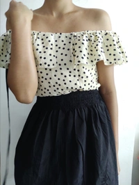 Polka Dot Dress - Beige/Black, Xs