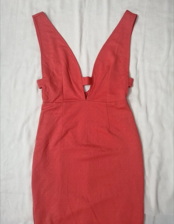 Plume Paris Bodycon Dress - Coral, S