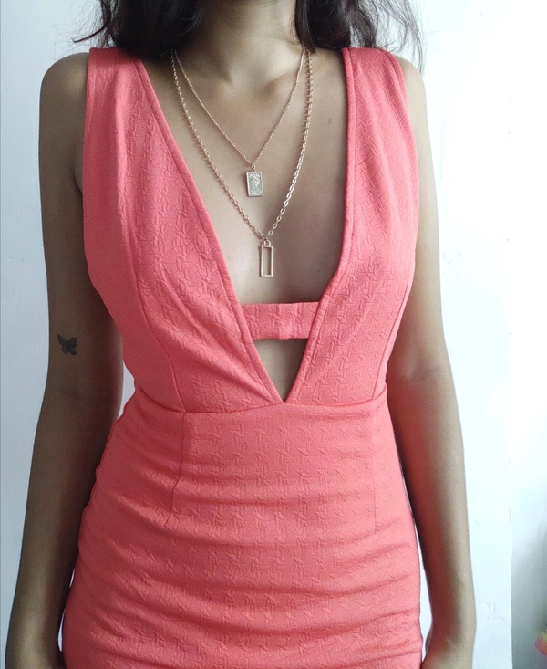 Plume Paris Bodycon Dress - Coral, S