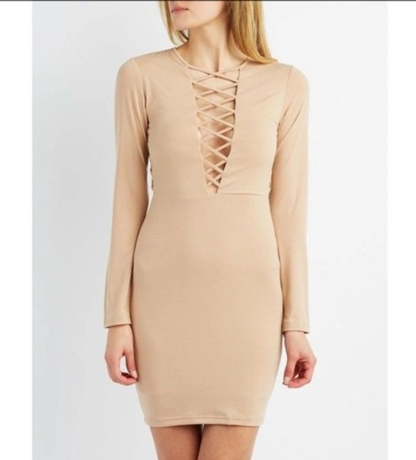 Charlotte Russe Bodycon Dress - Beige , M