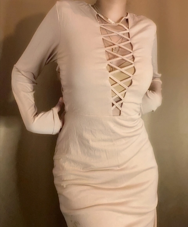 Charlotte Russe Bodycon Dress - Beige , M