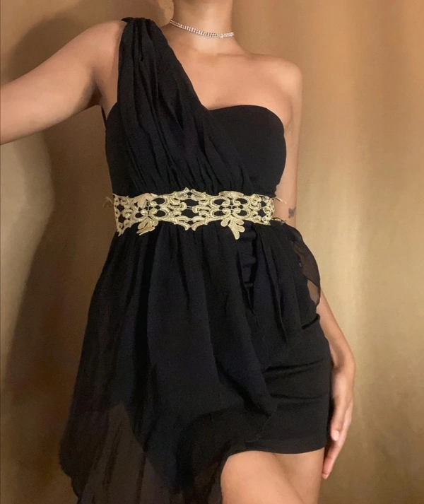 Ally One Shoulder Dress - Black, S