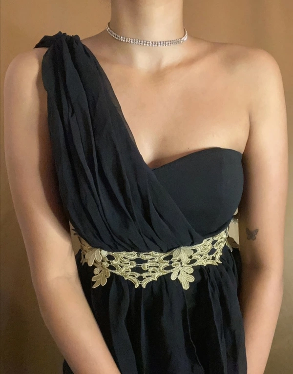 Ally One Shoulder Dress - Black, S