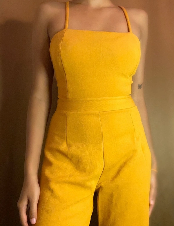 Backless Jumpsuit - Mustard , S