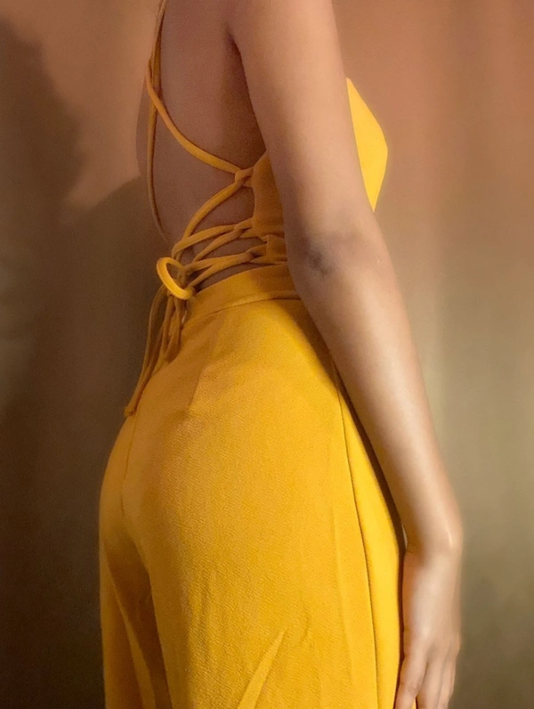 Backless Jumpsuit - Mustard , S
