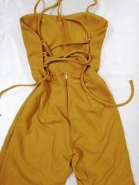 Backless Jumpsuit - Mustard , S