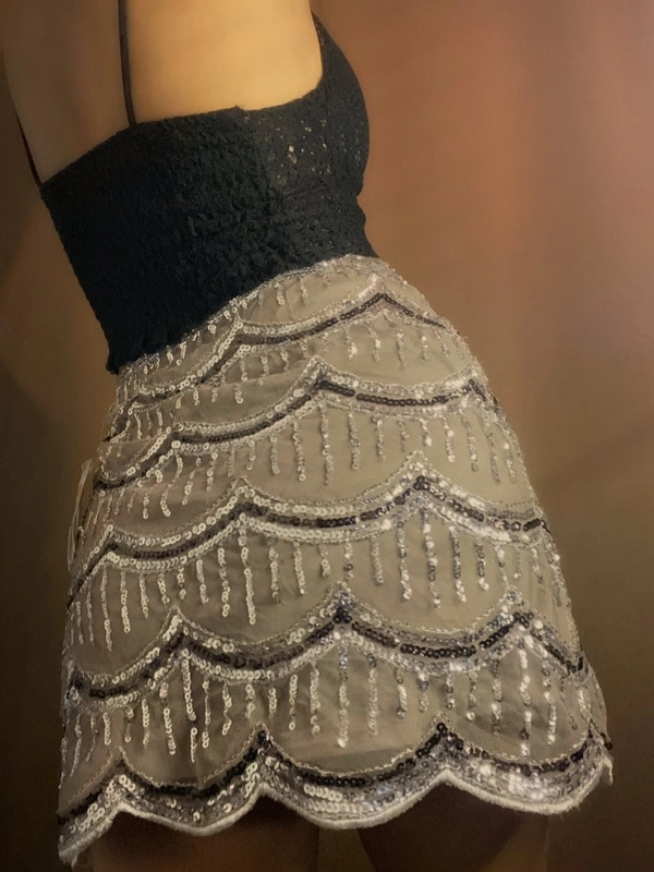 F21 Sequin Skirt - Khaki, S