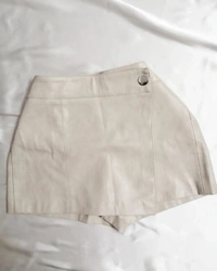 Zara Leather Skorts - Beige, L