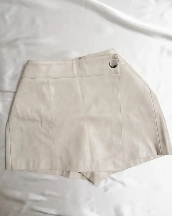 Zara Leather Skorts - Beige, L
