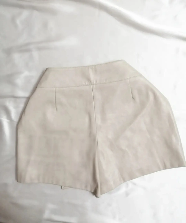 Zara Leather Skorts - Beige, L