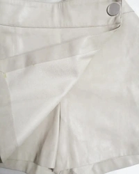 Zara Leather Skorts - Beige, L