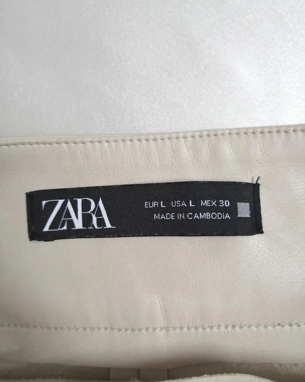 Zara Leather Skorts - Beige, L