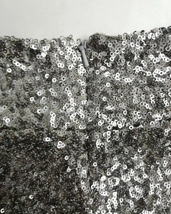 Valley Girl Sequin Skirt  - Grey , M