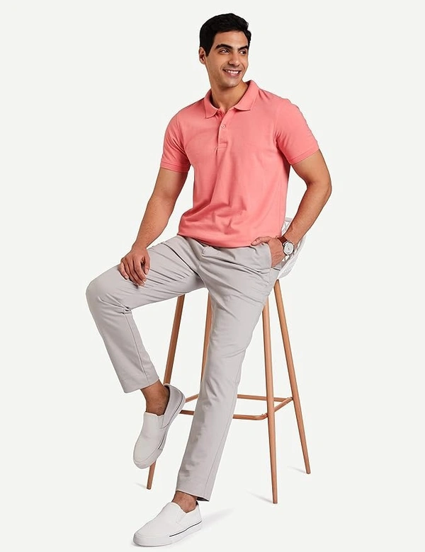 Men's Solid Cotton Rich Polo T Shirt | Collar Tshirts | Half Sleeves | Plain-Regular Fit (Available in Plus Size) - Pink
