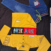 TSHIRT WITH PANT FULL PAIR SET KIDS WEAR - YELLOW