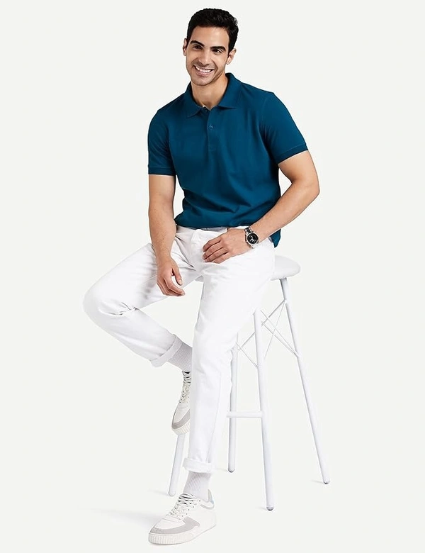 Men's Solid Cotton Rich Polo T Shirt | Collar Tshirts | Half Sleeves | Plain-Regular Fit (Available in Plus Size) - Ford Teal, Ford Teal
