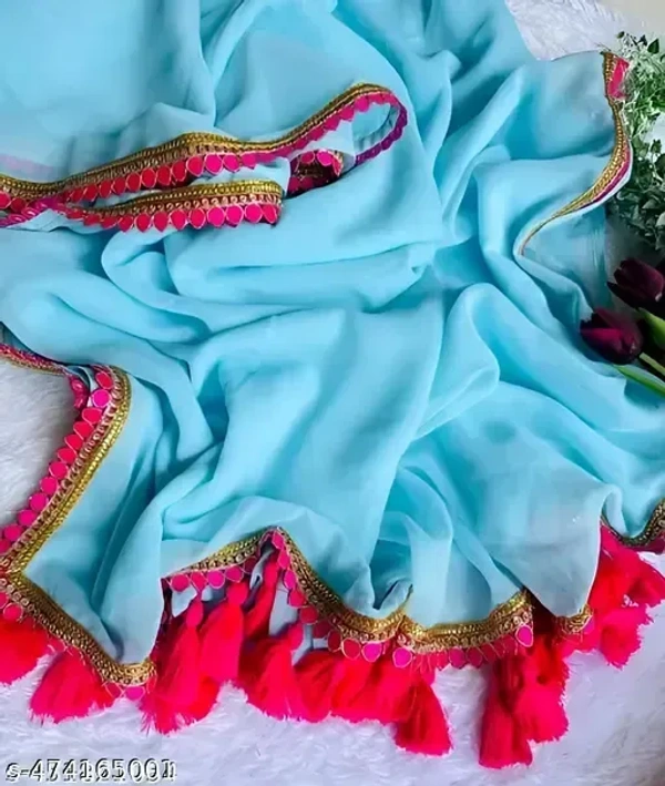 SKY BLUE - Trending Bollywood Saree With Fancy Lace - SKY BLUE
