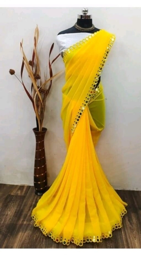 Embellished Pure Cotton Saree ( YELLOW )