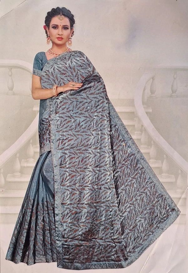 NAVJIVAN  PARTYWEAR GREY COLOUR SARI 