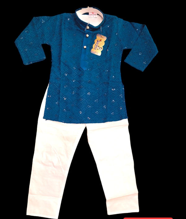 Embellished & Embroidery Kurta Pyjama Set - SIZE...4 - 5 YEAR, BLUE