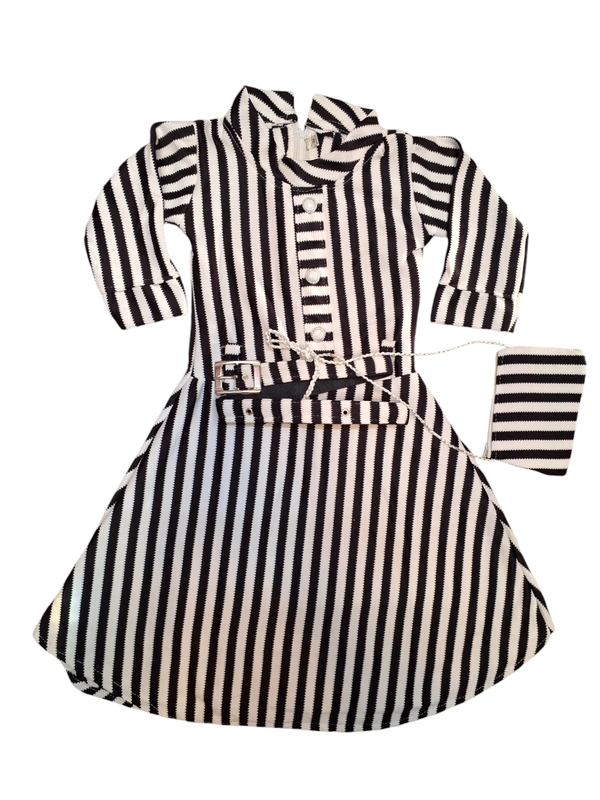 BASED STRIPED A LINE DRESS FOR GIRLS 