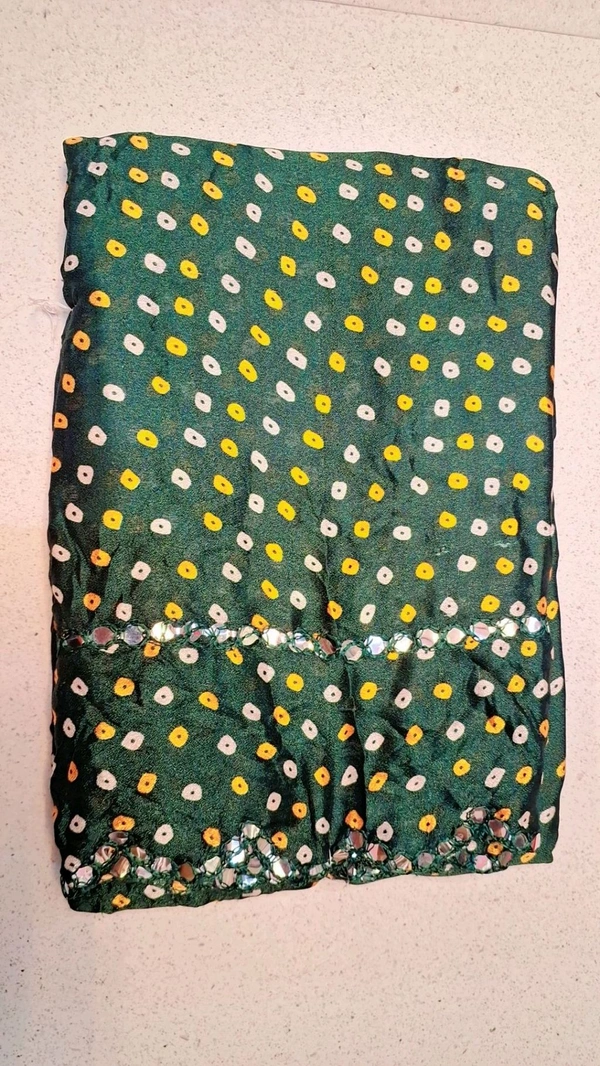 MIRROR Border GREEN Saree