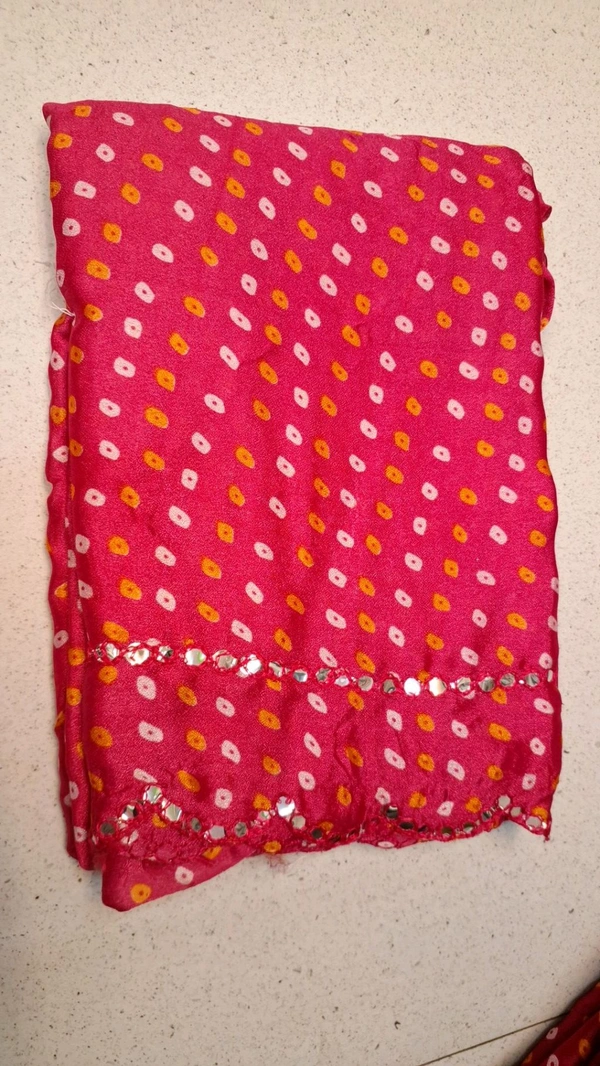 MIRROR Border Red Saree - Red