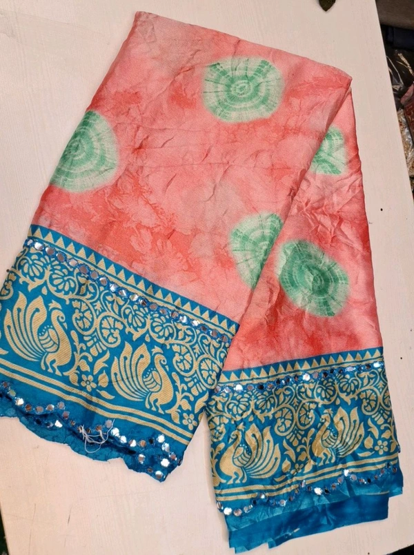 MIRROR Border Orange Colours Fancy Saree