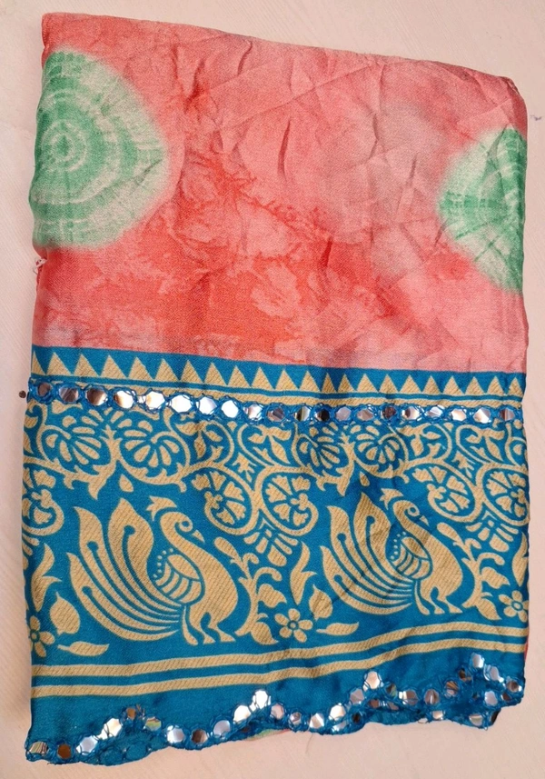 MIRROR Border Orange Colours Fancy Saree