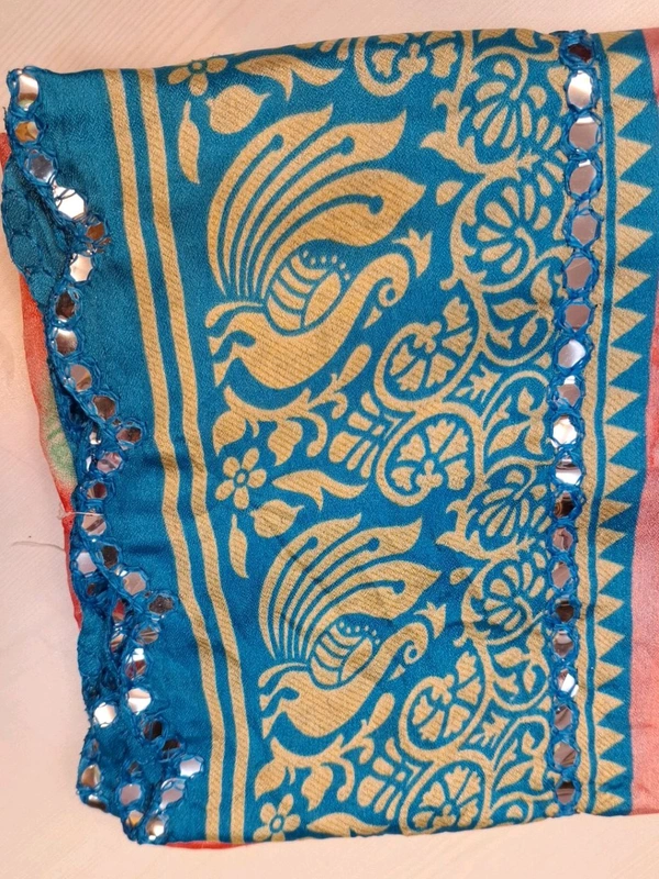 MIRROR Border Orange Colours Fancy Saree
