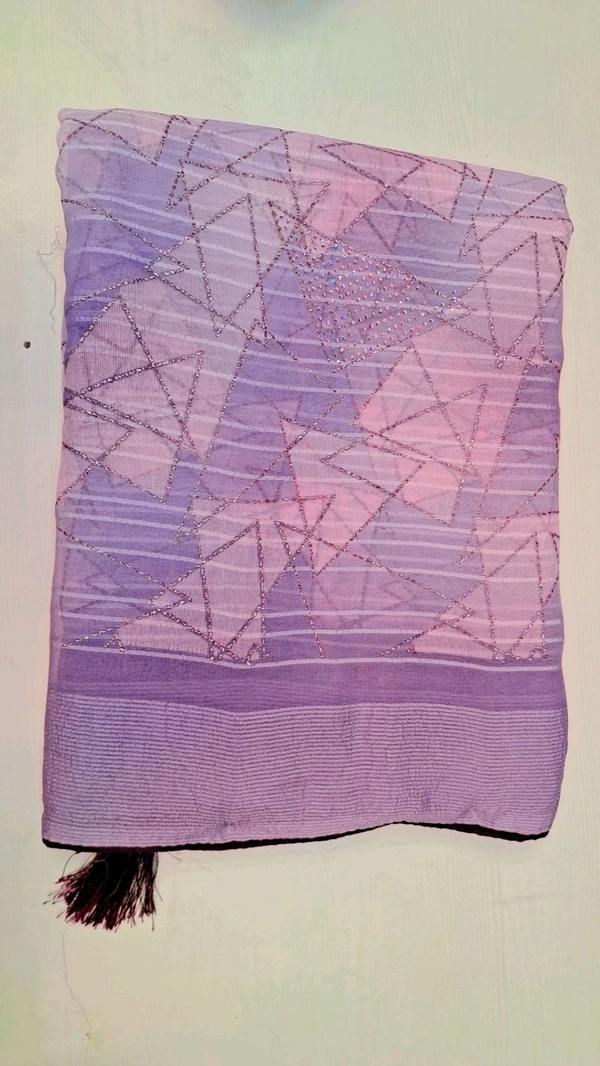 CRETA Purple Saree With Zari Work With Piping Lace