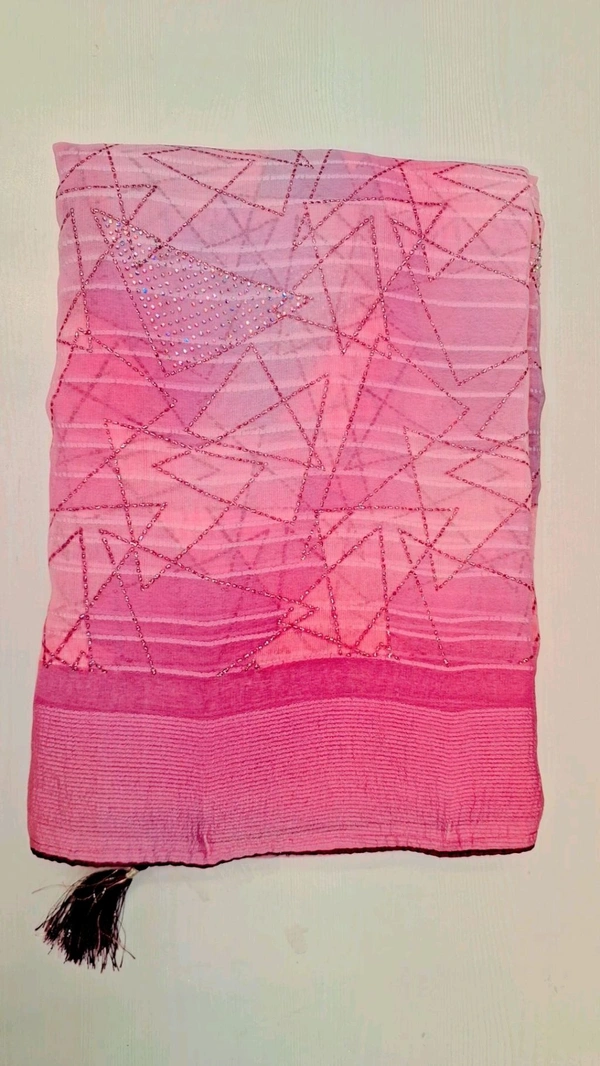 CRETA Pink Saree With Zari Work With Piping Lace