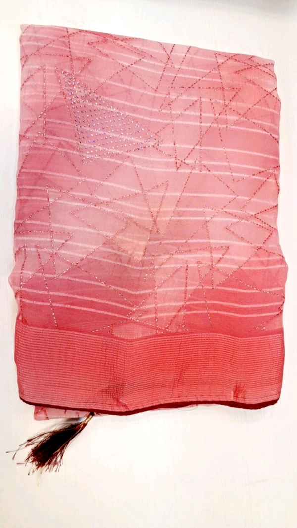 CRETA  Saree With Zari Work With Piping Lace