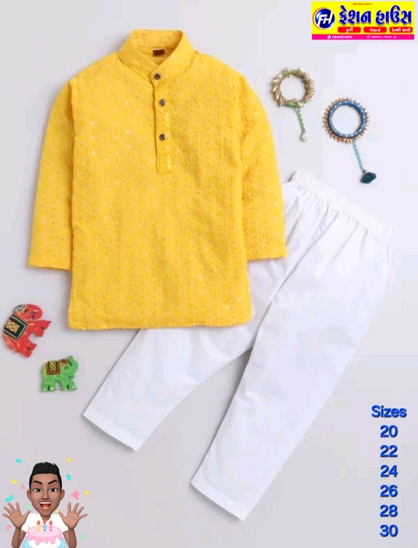 KURTA For Kids Yellow  Colour - 22 24, Yellow