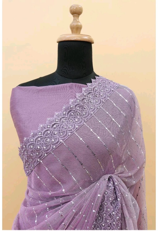 JASMIN Fancy Heavy Border Georgette Saree - Light Wisteria
