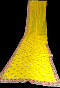MOHINI yellow Saree With Wide Fancy Border