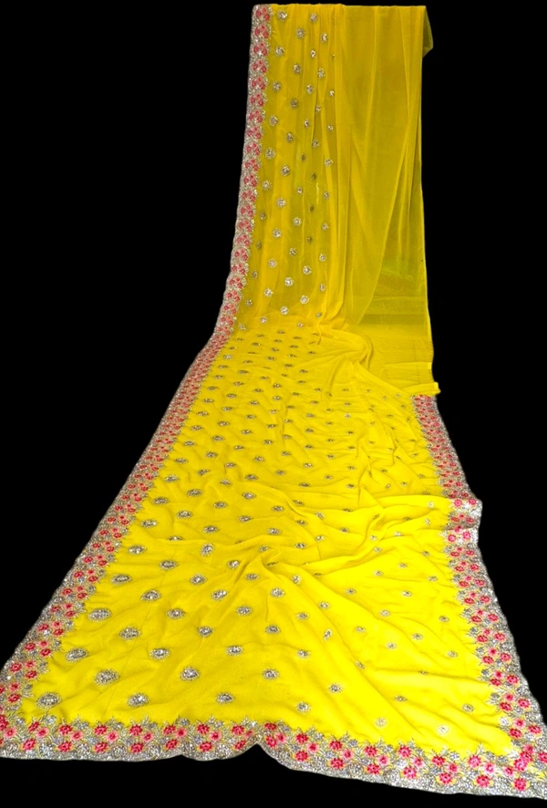 MOHINI yellow Saree With Wide Fancy Border