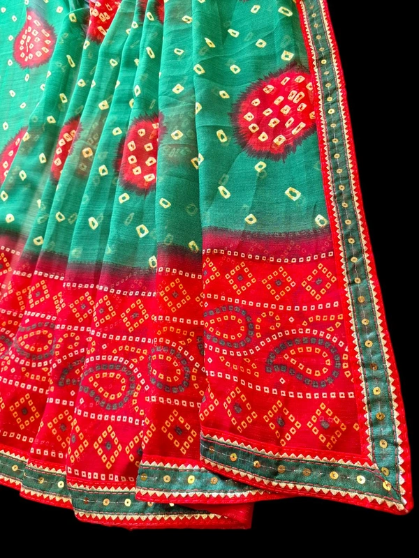JAIMALA Green_Red With Siquence Fancy Lace