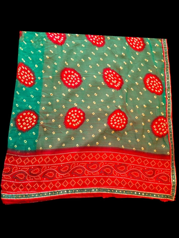 JAIMALA Green_Red With Siquence Fancy Lace