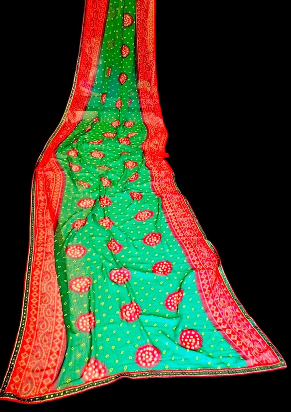 JAIMALA Green_Red With Siquence Fancy Lace