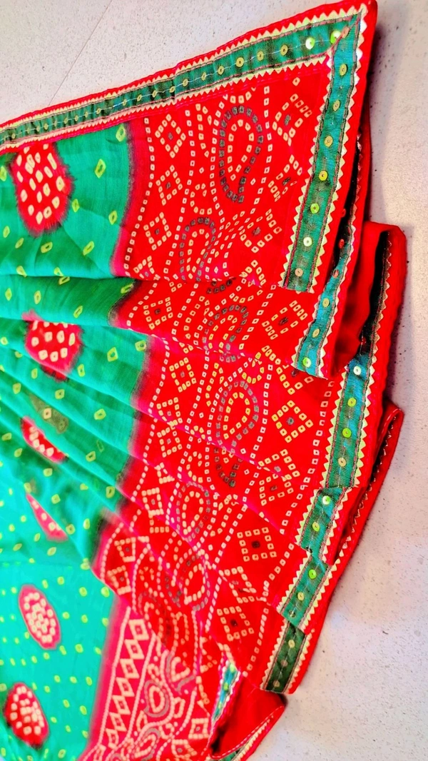 JAIMALA Green_Red With Siquence Fancy Lace