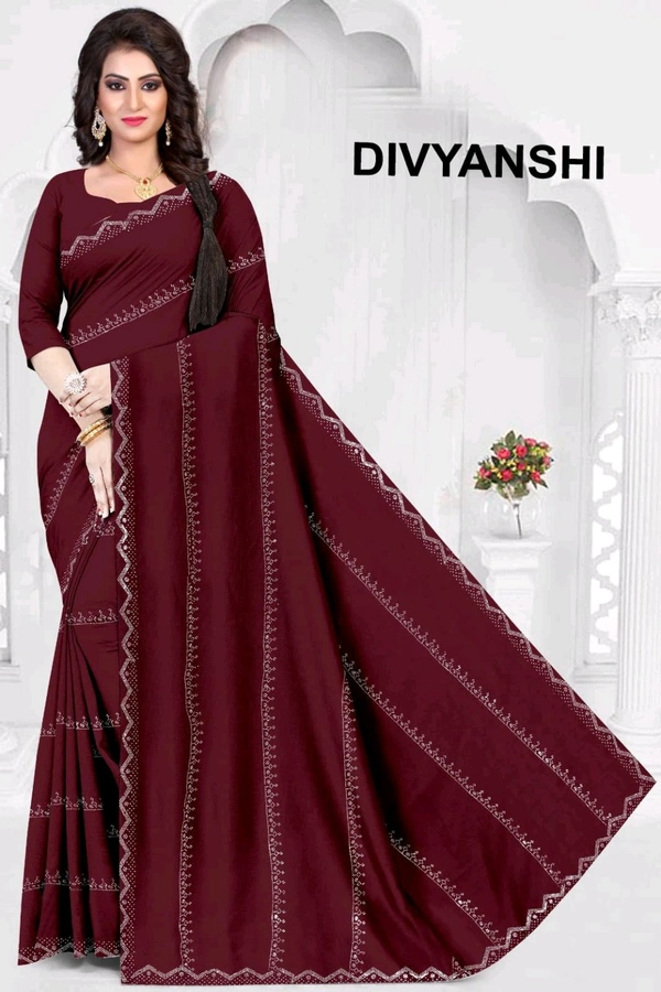 DIVYANSHI Traditional Stylish Saree With Unstitched Blouse Pice - Maroon