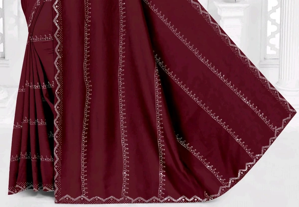 DIVYANSHI Traditional Stylish Saree With Unstitched Blouse Pice - Maroon