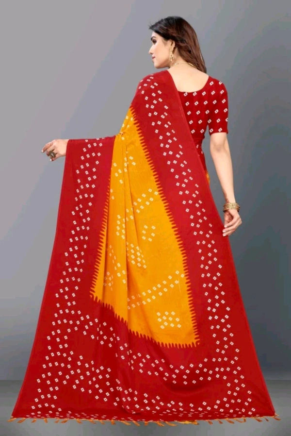 Yellow And Red Turky Silk Saree - Yellow